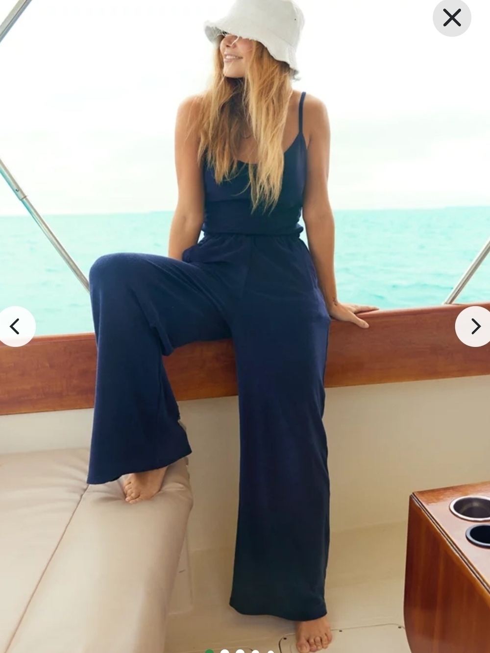 OFFLINE by Aerie Summer Lights Terry Wide Leg Jumpsuit Navy Blue Small
